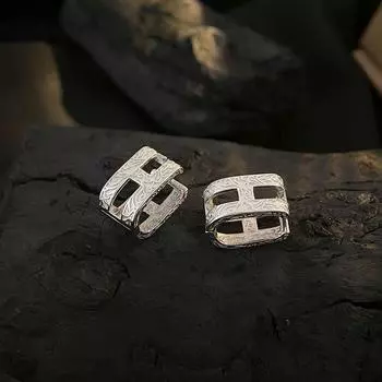 Серьги-кнопки Tangcao Pattern Letter H Ear Button Pattern Letter, персонализированные, тяжелые промышленные, легкие, роскошные серьги высокого класса