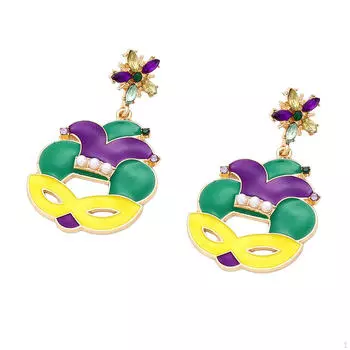 Серьги ко Дню Святого Патрика, серьги-подвески со стразами, свисающие на Марди Гра