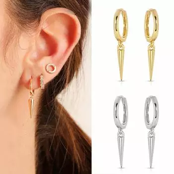 Серьги-кольца Aide Minimalist Silver Spike Hoop для женщин Серьги с подвеской в виде шипа Маленькие золотые серьги Huggie