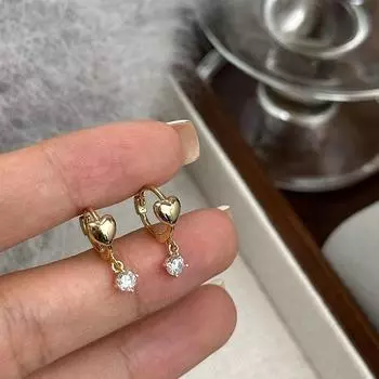 Серьги-кольца Anenjery Heart с короткими цирконовыми кисточками для женщин, высококачественные, простые, изысканные, ювелирные изделия, подарок белый