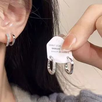 Серьги-кольца Anenjery с геометрическим квадратом и гладким цирконием, летние роскошные универсальные серьги-кольца белый