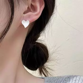 Серьги-кольца Anenjery с геометрическим гладким сердцем для женщин, универсальные, модные, для поездок на работу, легкие, роскошные, ювелирные изделия, подарок белый