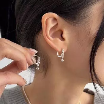 Серьги-кольца Anenjery с геометрическими круглыми бусинами для женщин, простые, для поездок на работу, новые серьги, ювелирные подарки белый