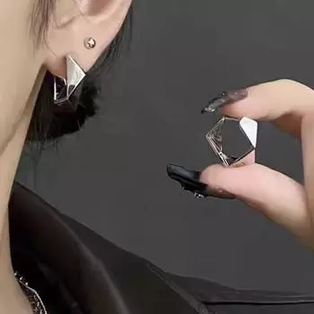 Серьги-кольца Anenjery с геометрической формой, нерегулярные, многогранные, простые, модные и универсальные, гладкие серьги в стиле хип-хоп, ювелирный подарок белый