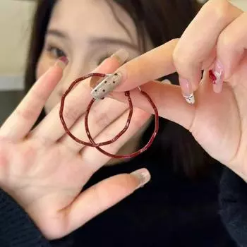 Серьги-кольца Ankola Red Retro Wave 2025 – стильные и универсальные wavy красный