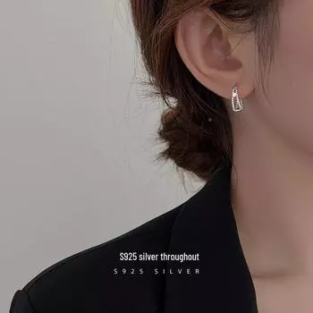 Серьги-кольца Banyan Tree S925 Silver Retro Double Hollow Hoop для женщин - Легкий роскошный дизайн высокого класса ES2301, platinum plating, 925 Silver серебряный