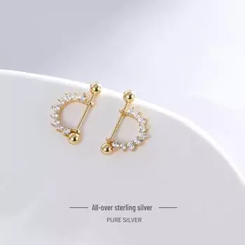 Серьги-кольца Banyan Tree S925 Silver Twist Buckle Ear Kost - Мода 2021 года для женщин ES1488 серебряный