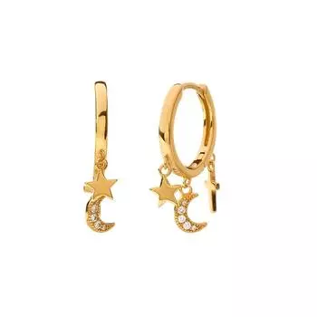Серьги-кольца Canner Cross, подвеска со звездой и Луной, женские серьги-кольца со звездным небом и вырезами, ювелирные изделия золотой