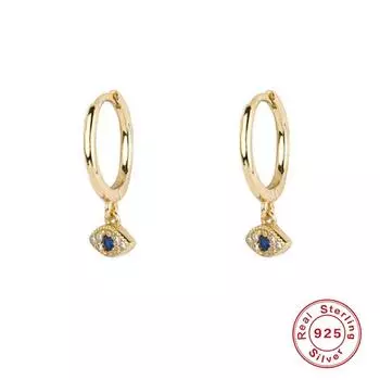 Серьги-кольца Canner из стерлингового серебра 925 пробы для женщин с покрытием из 18-каратного золота с подвеской в виде глаза дьявола, ювелирные изделия серебряный