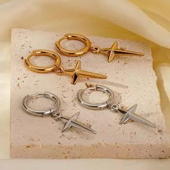 Серьги-кольца Cold Wind Cross Plain Niche Simple High-end Серьги Retro Neutral Wind Аксессуары для пар