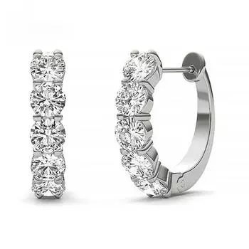 Серьги-кольца цвета D VVS1 из стерлингового серебра 925 пробы с муассанитом, блестящие 3 мм, круглые серьги с лабораторным бриллиантом и платиновым покрытием