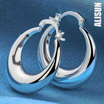 Серьги-кольца для пирсинга из стерлингового серебра 925 пробы, круглые, гладкие, в форме буквы U, модные свадебные украшения 30mm*27mm