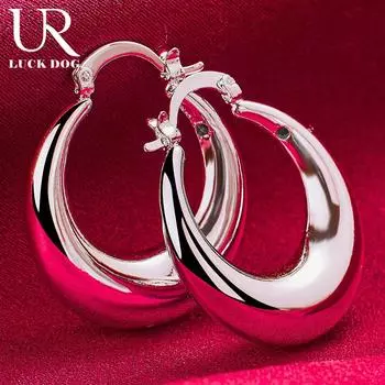 Серьги-кольца для пирсинга из стерлингового серебра 925 пробы, круглые, гладкие, в форме буквы U, модные свадебные украшения 30mm*27mm