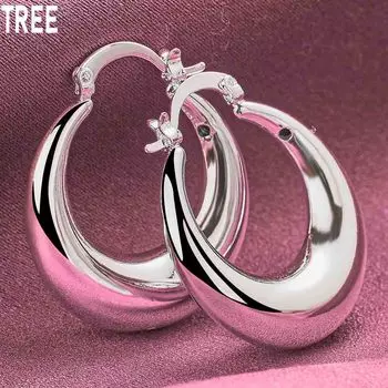 Серьги-кольца для пирсинга из стерлингового серебра 925 пробы, круглые, гладкие, U-образные, большие, модные, свадебные украшения 30mm*27mm