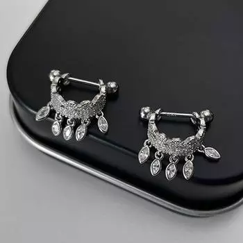 Серьги-кольца для пирсинга ушей Niche Design High-end с винтовой застежкой-кисточкой