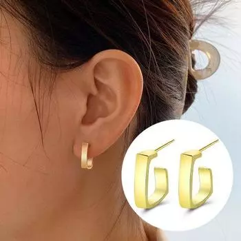 Серьги-кольца для сережек-кольцев, гипоаллергенные геометрические металлические серьги, ювелирные изделия, подарок золотистый