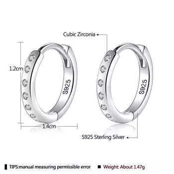 Серьги-кольца для женщин, настоящее серебро 925 пробы, минималистичный цирконий, простые круглые серьги, юбилейные ювелирные аксессуары, аксессуары