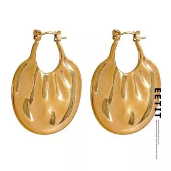 Серьги-кольца Eetit из нержавеющей стали 316L с металлической геометрической текстурой и 18-каратным PVD-покрытием, индивидуальные универсальные ювелирные изделия на каждый день 2024 золотой