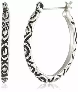 Серьги-кольца Estele из оксидированного серебра с узором для девочек и женщин