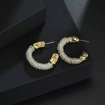 Серьги-кольца Fashion Personality Crystal Winding C Ring Earrings Fashion Temperament Earrings