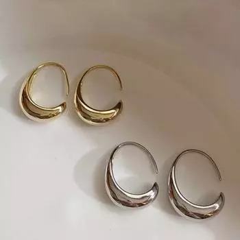Серьги-кольца Геометрическая простая дуга золотистый
