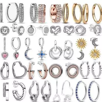 Серьги-кольца Hale SS925 из стерлингового серебра, сердце, семейное дерево, бант, синие серьги-бабочки, подходят для женщин