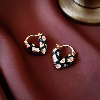 Серьги-кольца Heart Drip Oil Ear Buckle Korea Sweet All-matching Temperament, изящные, высококачественные, новые, позолоченные ювелирные изделия