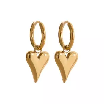 Серьги-кольца Heart Huggie Hoop Charm Gold Color Trendy Fashion Jewelry для женщин золотой