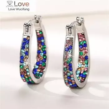 Серьги-кольца Huitan Colorful Cz, женские модные серьги-кольца, роскошные свадебные серьги, ювелирные изделия, прямая поставка