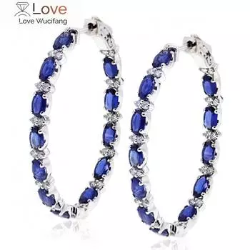 Серьги-кольца Huitan Luxury Blue Zircon для женщин, нежные повседневные аксессуары для танцевальной вечеринки, женские серьги, модные ювелирные изделия синий