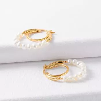 Серьги-кольца из французского натурального жемчуга, богемный ретро-стиль, изысканный стиль, модные темпераментные серьги, поколение One Piece of Hair золотой
