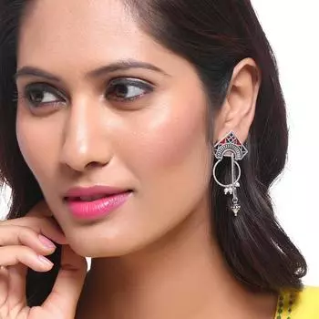 Серьги-кольца из латуни и серебра с оксидированным покрытием в мокшанском племени с бусинами из белого жемчуга для женщин и девочек