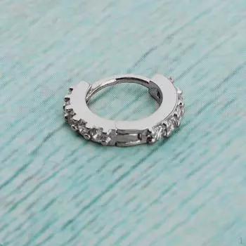 Серьги-кольца из меди с фианитом Silver 6mm