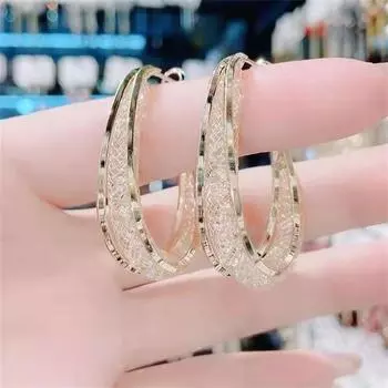 Серьги-кольца из металлической сетки с кристаллами, круглые, для женщин, модные серьги золотой