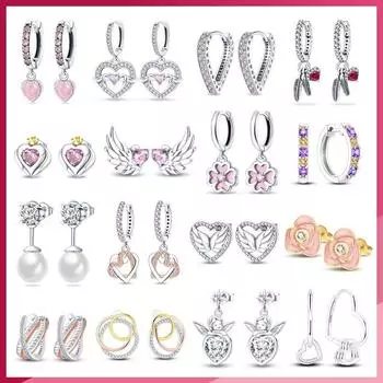 Серьги-кольца из настоящего серебра 925 пробы для женщин, красочные серьги с жемчугом и перьями из циркона, модный подарок на день Святого Валентина для женщин, Стрела Купидона белый