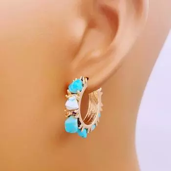 Серьги-кольца из натурального камня ручной работы для женщин. Повседневные модные серьги для женщин.