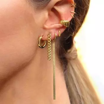 Серьги-кольца из нержавеющей стали для женщин, простые гладкие серьги-кольца Huggie в стиле панк, унисекс, серьги для пирсинга в стиле рок, 2023, модные ювелирные изделия