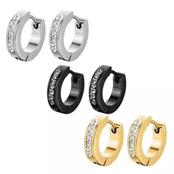 Серьги-кольца из нержавеющей стали в стиле панк для мужчин, серебряные серьги с кристаллами, мужские серьги в стиле панк с кубическим цирконием, ювелирные изделия, мужские аксессуары