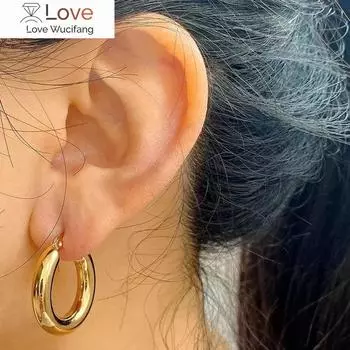 Серьги-кольца из нержавеющей стали золотого цвета для женщин, новые модные круглые гладкие толстые ювелирные изделия, модные металлические подарки