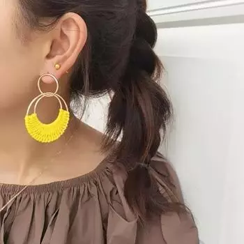 Серьги-кольца из рафии, геометрическое кольцо, летнее соломенное плетение в стиле бохо, пляжный отдых, вечеринка разноцветный