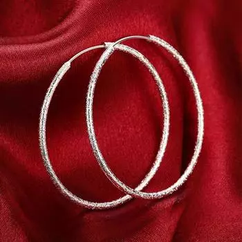 Серьги-кольца из серебра 925 пробы 50 мм/60 мм, большие круглые круглые серьги-кольца для женщин, модные ювелирные изделия 60mm