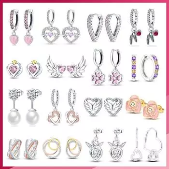 Серьги-кольца из серебра 925 пробы для женщин, красочные серьги с жемчугом и перьями из циркона, модный подарок на день Святого Валентина для женщин, Стрела Купидона белый