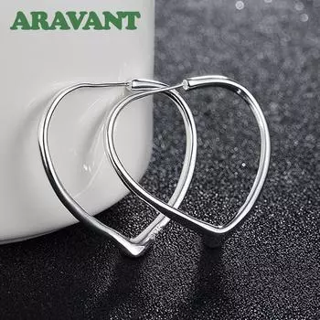 Серьги-кольца из серебра 925 пробы для женщин и девочек, подарок на свадьбу и вечеринку