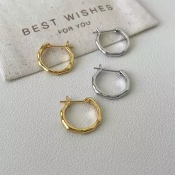 Серьги-кольца из серебра 925 пробы с жидкими иглами, нестандартный дизайн, простые женские серьги в стиле «холодный ветер», осенне-зимние серьги 925 silver needle