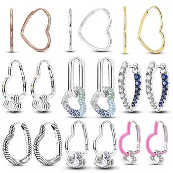 Серьги-кольца из серебра 925 пробы с цирконием в форме сердца, модные красочные оригинальные серьги, ювелирные изделия, подарок для женщин и девочек, вечерние, помолвочные