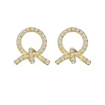 Серьги-кольца из серебра 925 пробы с бантиками, серьги-узелки с крестиком, маленькие изящные серьги 925 Silver