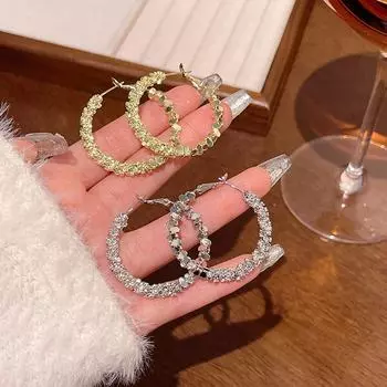 Серьги-кольца из серебра 925 пробы с иглами — легкая роскошь и модный дизайн золотой