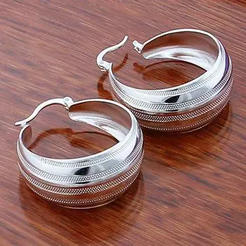 Серьги-кольца из серебра 925 пробы диаметром 32 мм для женщин, модные ювелирные изделия, подарок