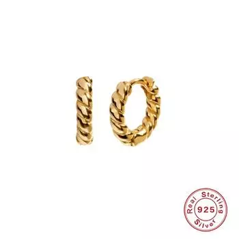 Серьги-кольца из серебра S925 в форме поворота для женщин, ювелирные изделия для пирсинга из 18-каратного золота с INS покрытием серебряный