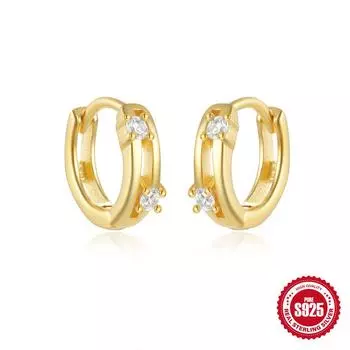 Серьги-кольца из стерлингового серебра S925 женские спиральные с маленькими бриллиантами, изысканные, с продвинутым чувством стиля, простые волнистые серьги-капли воды, тонкие серьги 925 Silver